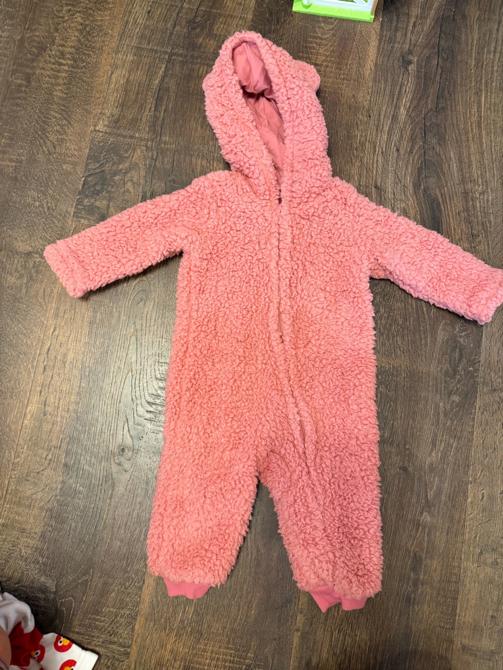 okie dokie Pink Sherpa Hooded One-Piece Footie